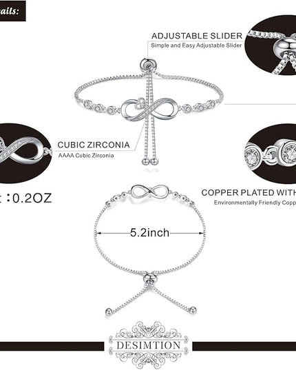 Desimtion Gifts for Women Mom, Infinity Love Bracelets for Women, Valentines Day Birthday Jewelry Gifts for Her Girls Girlfriend Mom Wife from Daughter Son