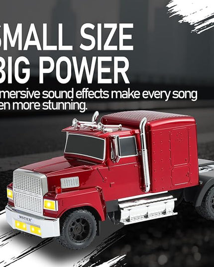 American Truck Bluetooth Speaker with HD Sound, TWS Pairing, LED Party Light, Operation Panel, Built-in Mic, Portable Car Model Speaker for Parties, Beach, Outdoor Activities (RED)