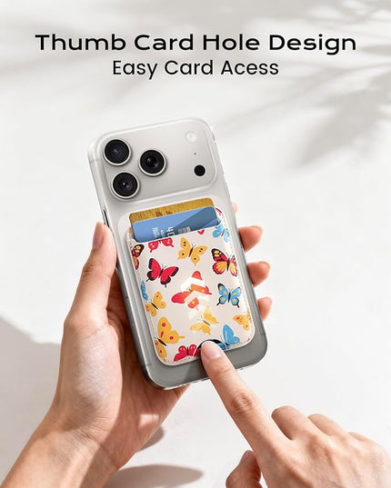 Magnetic Mag-safe Wallet Cell Phone Card Holder for Phone Case with Mag-Safe, Stronger Magnetic RFID Leather Phone Wallet Stick on for iPhone 17/16/15/14/13/12 Series, Fit 3 Cards