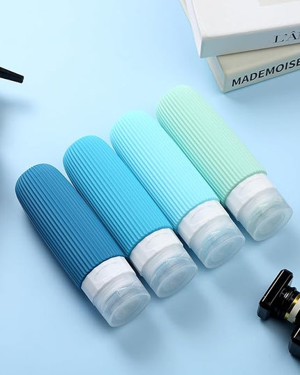 Travel Bottles for Toiletries, Tsa Approved 3oz Portable Travel Bottles, BPA Free Leak Proof Squeezable Silicone Travel Size Containers, Travel Accessories with Clear Toiletry Bag (4 Pack)