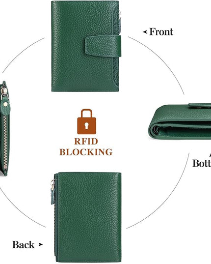 FALAN MULE Small Wallet for Women Leather Bifold Compact RFID Blocking Small Womens Wallet Purse