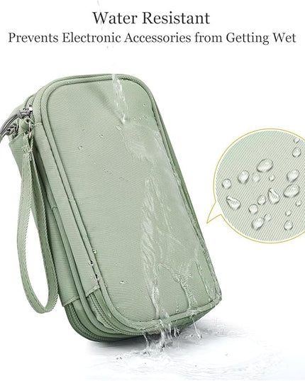 Electronic Organizer Travel Cable Accessories Bag,Electronic Organizer Case,Electronic Accessories Organizer Bag for Power Bank, Charging Cords, Chargers, Mouse, USB Cable, Earphones (Mint Green)