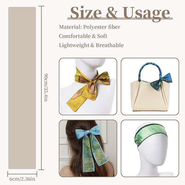 4 Pack Purse Scarf Handbags Skinny Twill Hair Scarves Narrow Neck Scarf Band Women Fashion Accessories Bag Charms