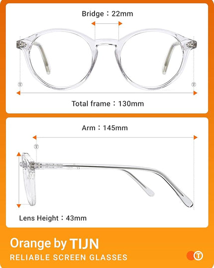 TIJN Blue Light Blocking Glasses Men Women Vintage Thick Round Rim Frame Eyeglasses