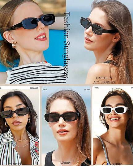 Dollger Rectangle Sunglasses for Women Men Trendy Retro Fashion Sunglasses UV 400 Protection Square Fram