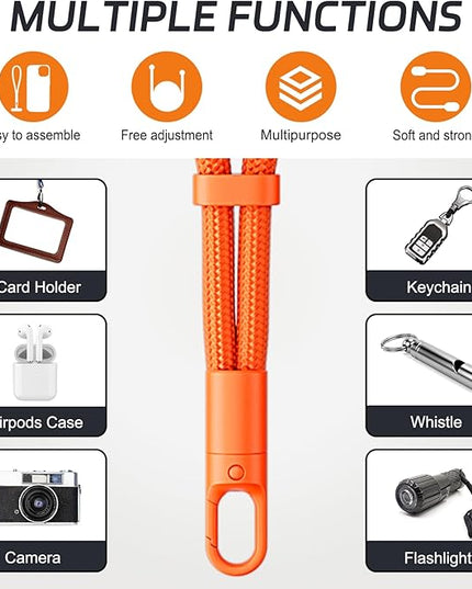 2 Pack Phone Lanyard,2×Hand Wrist Strap,4×Tether Tabs,Universal Cell Phone Multifuctional Patch Polyester Lanyards,Cell Phone Hand Strap for Women and Men(purple+orange)