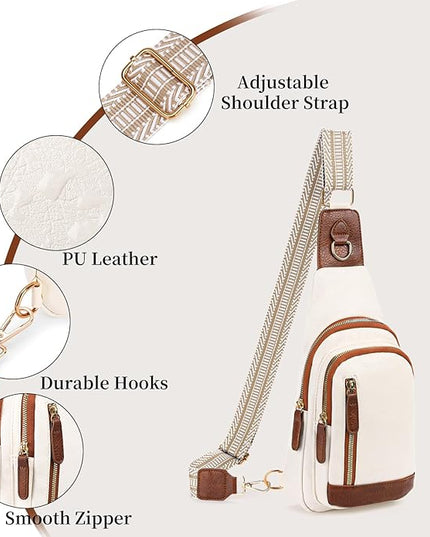 FALAN MULE Crossbody Bags for Women Trendy Leather Sling Chest Bag Fanny Packs for Women