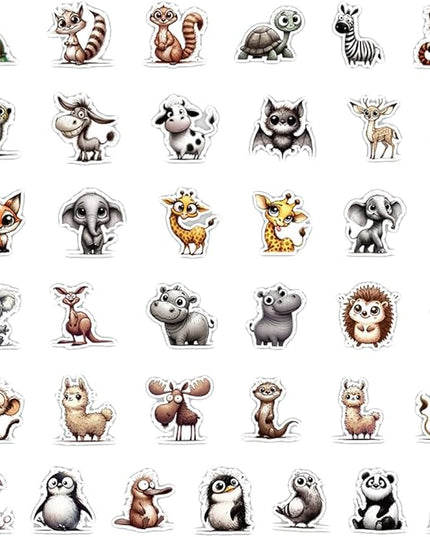 Varied Animals(Monkey Sheep Duck)Stickers for Teens Boys Girls,50 Pcs Lovely Waterproof Vinyl Stickers for Water Bottles Laptop Flasks Phone Computer Car Bike-Cute Cartoon Decals Pack(Animals - 50pcs)