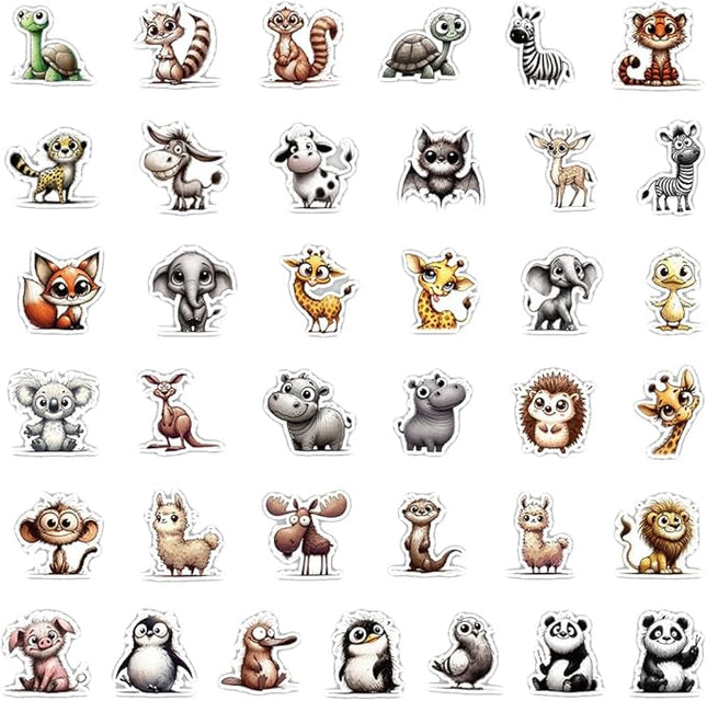 Varied Animals(Monkey Sheep Duck)Stickers for Teens Boys Girls,50 Pcs Lovely Waterproof Vinyl Stickers for Water Bottles Laptop Flasks Phone Computer Car Bike-Cute Cartoon Decals Pack(Animals - 50pcs)