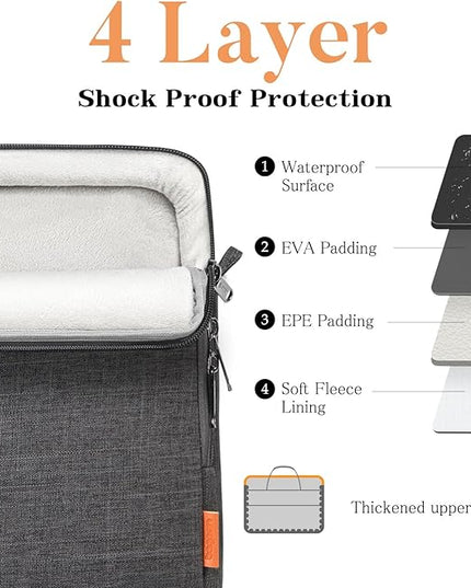 15 15.6 16 inch Laptop Computer PC Shoulder Bag Carrying Case, Water-Repellent Fabric Briefcase, Lightweight Toploader, Business Casual or School