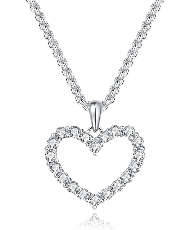 G&GEMSJEW Heart Necklaces for Women, 1-2 Carats Moissanite, 18K White Gold-Plated 925 Sterling Silver Round Brilliant Cut Moissanite Imitation Diamond Necklaces, Jewelry Gifts for Christmas Valentine's Day,Anniversary Present for Wife Women