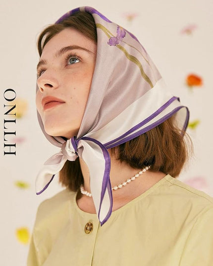 100% Mulberry Silk Scarf for Women Hair Lightweight Square Neckerchief Wrap For Head Scarves 21"