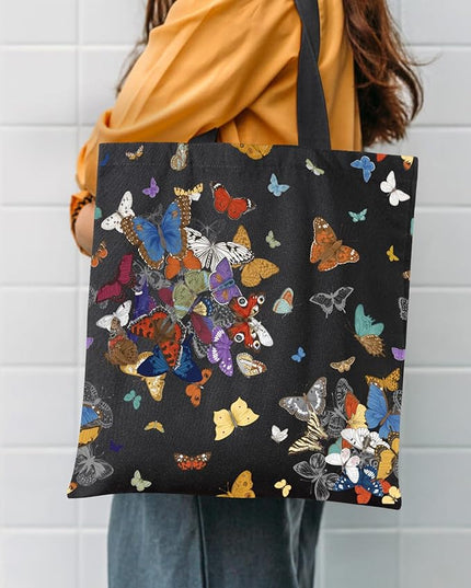 AUSVKAI Canvas Tote Bag Aesthetic for Women, Cute Reusable Cloth Cotton Bags for College Shopping Beach Grocery Trendy Gifts