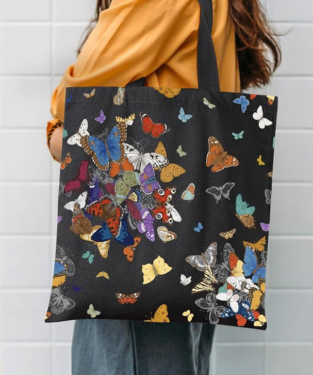 AUSVKAI Canvas Tote Bag Aesthetic for Women, Cute Reusable Cloth Cotton Bags for College Shopping Beach Grocery Trendy Gifts