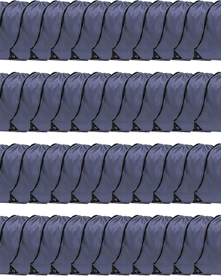 GoodtoU Drawstring Bags, Nylon Backpacks - Drawstring Gym Bags for Sport, Traveling, Team (Grey, 48Pcs)