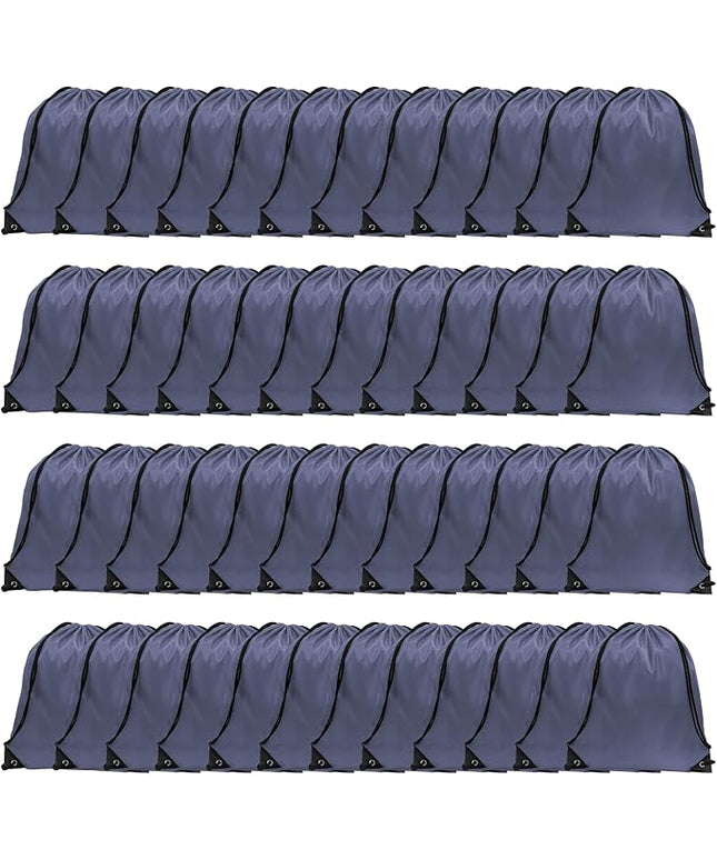 GoodtoU Drawstring Bags, Nylon Backpacks - Drawstring Gym Bags for Sport, Traveling, Team (Grey, 48Pcs)