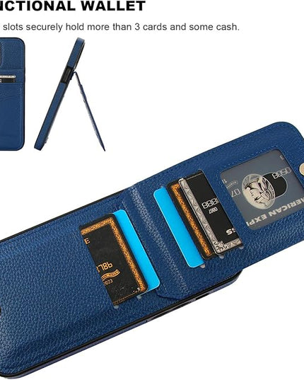 KIHUWEY Compatible with iPhone 13 Pro Max Case Wallet with Credit Card Holder, Premium Leather Magnetic Clasp Kickstand Heavy Duty Protective Cover for iPhone 13 Pro Max 6.7 Inch (Lichee Blue)