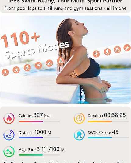 Smart Watch 2026 Upgrade for Women Men Android & iPhone [2 Bands, 44mm case, 1.83''], Alexa Built-in, Make/Answer Call, HR SpO2 Sleep Stress Monitor Fitness Tracker, IP68 Waterproof Step Counter Watch