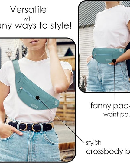 MAXTOP Large Crossbody Fanny Pack with 4-Zipper Pockets,Gifts for Enjoy Sports Festival Workout Traveling Running Casual Hands-Free Wallets Waist Pack Phone Bag Carrying All Phones