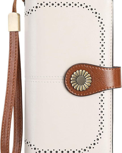 SENDEFN Wallets for Women Leather Credit Card Holder with RFID Blocking Large Capacity Wristlet | with RFID Blocking, Large Capacity, Wristlet, with RFID Blocking, Large Capacity, Wristlet