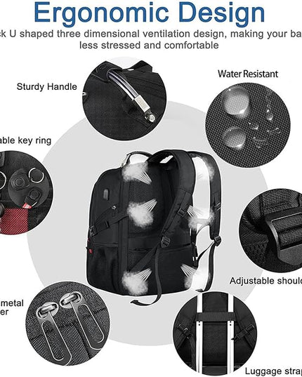 Z-MGKISS Extra Large Travel Backpack, 52L TSA Backpack 17.3 Inch, Anti-Theft 17 Inch Big Business Laptop Backpack for Men & Women, Water Resistant College Rucksack Bag with USB Port, Black