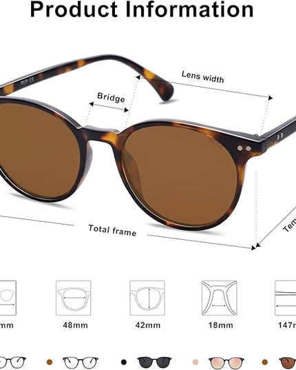 SOJOS Small Round Classic Polarized Sunglasses for Women Men Vintage Style UV400 Lens MAY SJ2113