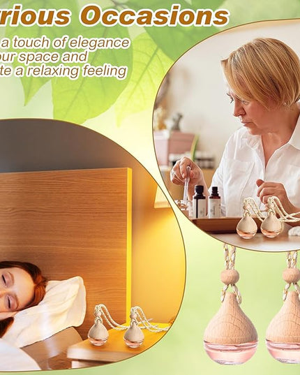 BBTO 50 Pcs Hanging Car Air Freshener Car Diffuser Bottles Empty Glass Perfume Bottle Freshener Diffuser Bottle Pendant for Essential Oil Fragrance Aromatherapy Bottle Ornament(Water Drop)