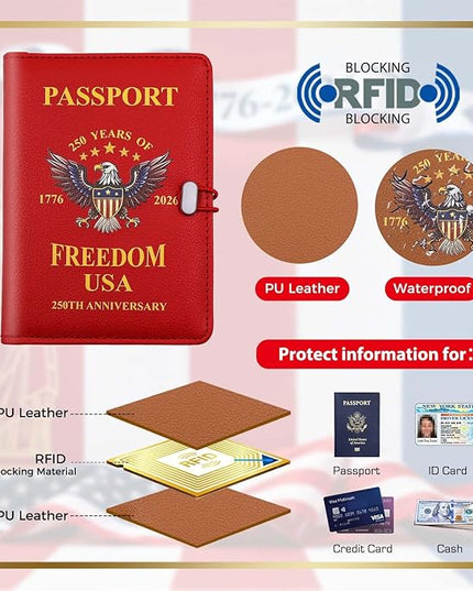 Melsbrinna Premium Leather Passport Holder Covers Case, Waterproof Rfid Blocking Travel Wallet Passport Holder with Pen Holder, Cute Passport Book for Women/Men