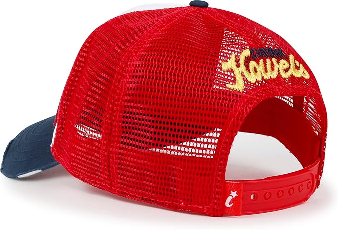ililily Premium Howels Embroidery Vintage Baseball Cap Distressed Trucker Hat