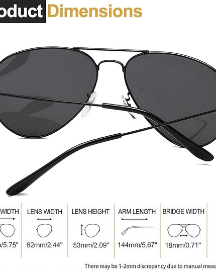 Joopin Polarized Metal Aviation Sunglasses Men, Classic Military Sun Glasses Women, Rectangle Shades UV400 Protection Costume