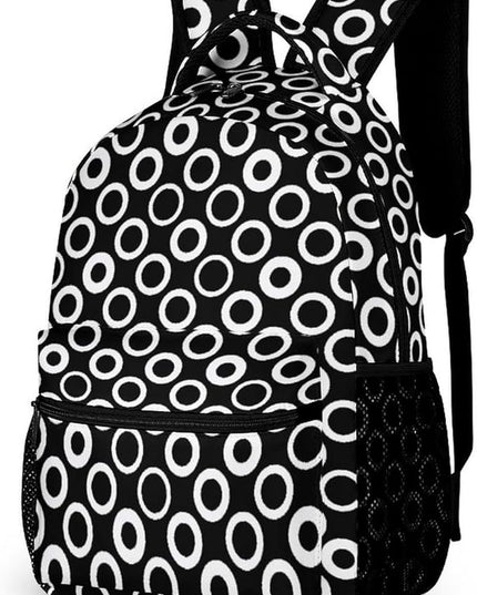 Fashion Black White Circle Backpack Lightweight Large Capacity Laptop Daybag for Travel Work