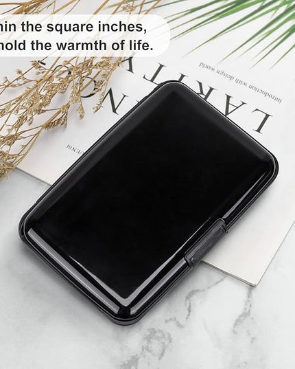 ELFISH Mini RFID Aluminum Wallet Credit Cards Holder Business Card Case Metal ID Case for Men Women (Black)