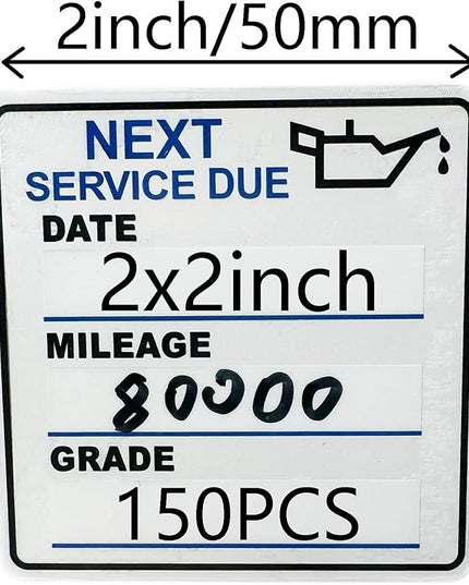 Oil Change Stickers，150pcs 2x2 inch Oil Change Stickers for windscreen - Easy to use and Remove
