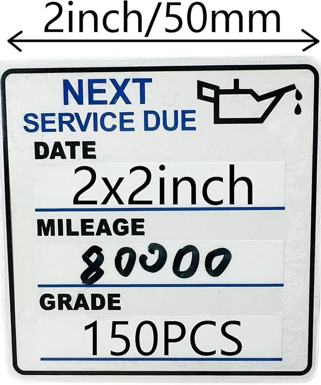 Oil Change Stickers，150pcs 2x2 inch Oil Change Stickers for windscreen - Easy to use and Remove