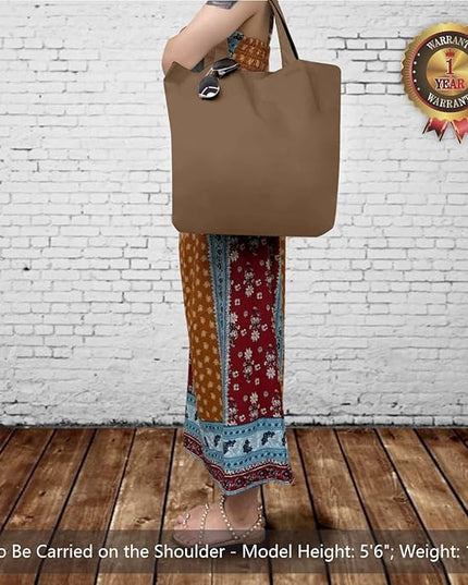 TOPDesign 1-Pack Super Strong Large 12oz Cotton Canvas Tote Bag, Reusable Grocery Shopping Cloth Bag, Fashionable Two-Tone Tote for Crafts, DIY Your Creative Designs