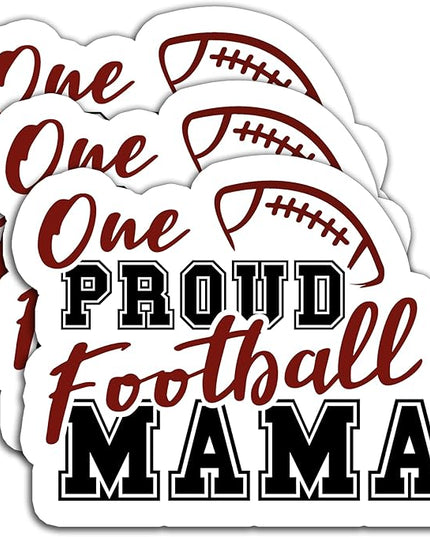 (3PCS) One Proud Football Mama Sticker Football Mom Football Accessories Football Stickers Football Decal, Waterproof Vinyl Decal for Book Laptop Tumbler Scrapbook Water Bottle Phone Case, 3" x 2.4 "