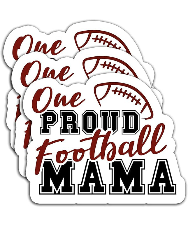 (3PCS) One Proud Football Mama Sticker Football Mom Football Accessories Football Stickers Football Decal, Waterproof Vinyl Decal for Book Laptop Tumbler Scrapbook Water Bottle Phone Case, 3" x 2.4 "