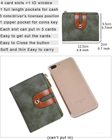 AOXONEL Women's Rfid Small Bifold Leather Wallet Ladies Mini Zipper Coin Purse id card Pocket,Slim Compact Thin