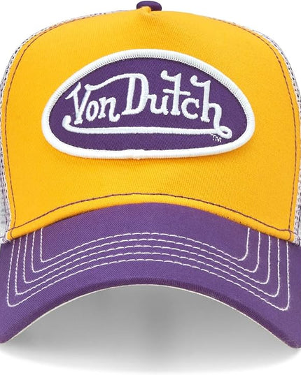 Von Dutch Unisex Trucker Hat - Curved Bill Mesh Back Retro Classic Adjustable Snapback Baseball Cap for Men and Women
