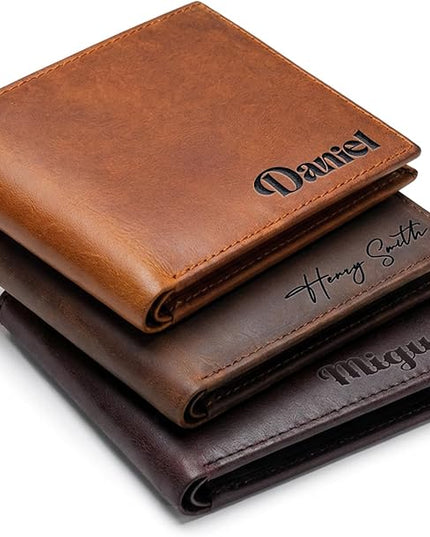 Custom Wallet for Men - Personalized Gift for Your Son, Dad, Lover, Valentine, Birthday, Father's Day, Grandfather, Anniversary, Christmas - Premium Wallet with Names Engraved in Stylish Fonts