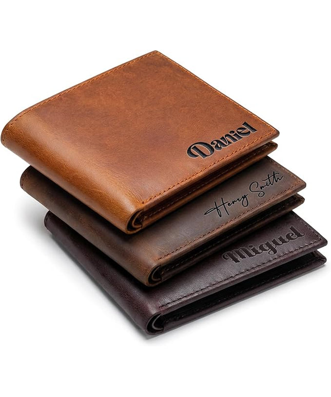 Custom Wallet for Men - Personalized Gift for Your Son, Dad, Lover, Valentine, Birthday, Father's Day, Grandfather, Anniversary, Christmas - Premium Wallet with Names Engraved in Stylish Fonts