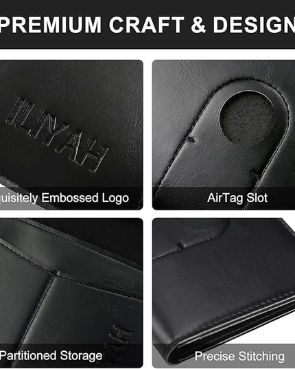 Passport Holder with AirTag Slot - Unisex Slim Travel Wallet, Passport Cover Card Organizer for Trips (Black)