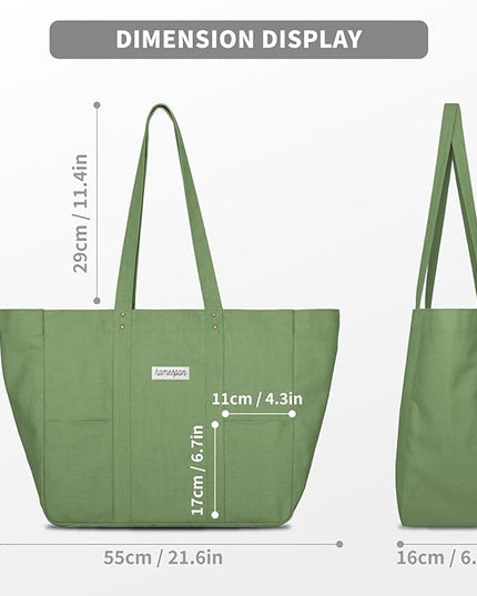HOMESPON Large Canvas Tote Bag for Women Everything Bag with Pockets and Laptop Sleeve