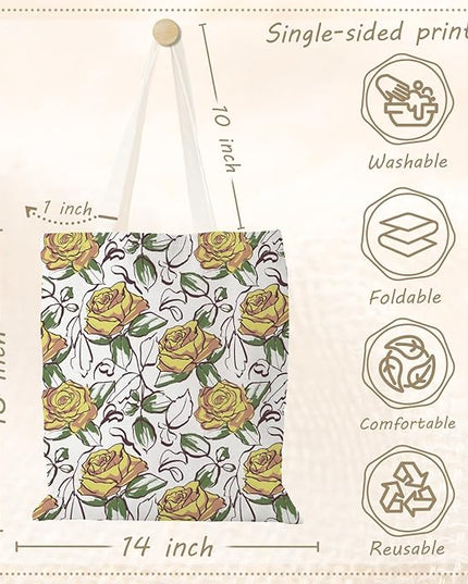 Aesthetic Canvas Tote Bag with Zipper Pockets & Snaps for Women,Reusable Shopping Grocery Bags Gifts -Work, Gym