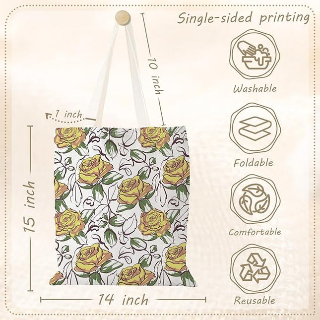 Aesthetic Canvas Tote Bag with Zipper Pockets & Snaps for Women,Reusable Shopping Grocery Bags Gifts -Work, Gym
