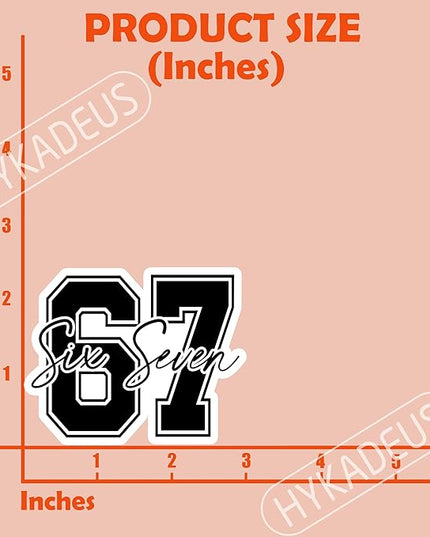 (3Pcs) 67 Six Seven Meme Stickers Funny Gen Alpha Slang 6 7 Numbers Vinyl Decals Waterproof for Laptop, Water Bottle, Phone Case, Tumbler, Scrapbooking, 3" x 2.4"