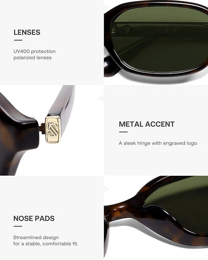 SOJOS Retro Rectangle Polarized Sunglasses for Women Men Trendy Hexagon Narrow Chic Y2K Sunnies SJ2629