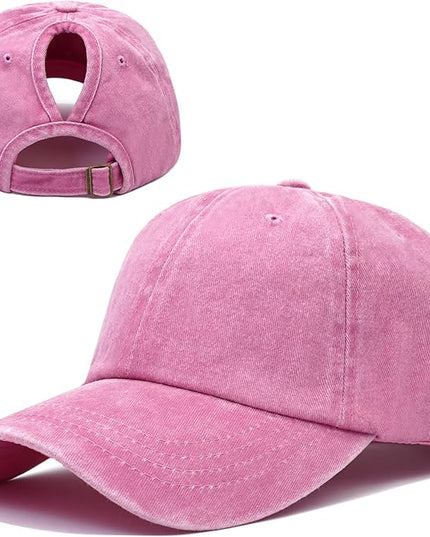 YeeHeen Ponytail Baseball Cap for Women High Messy Bun Caps Washed Cotton Hats