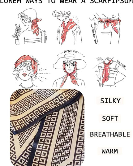 Head Scarf Purse Handle Neck Satin Hair Scarfs For Bag Lightweight Silky Long Thin Women's Fashion Scarves 59 * 5.9”