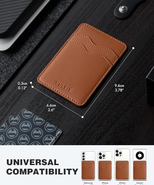 VULKIT 2 Pack Stick on Card Holder Compatible for iphone Leather Cell Phone Wallet Credit Card Case Strong Sticker for Women,Black,Blue